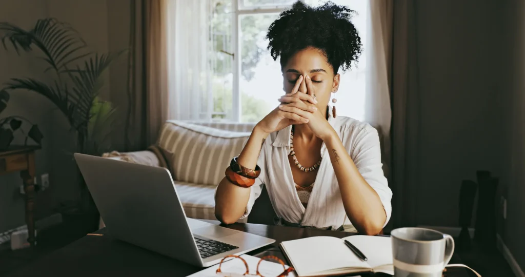 femme stress travail paysage